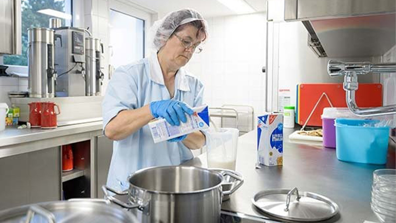 Evdiak Bild von einer Frau in einer Industrieküche
