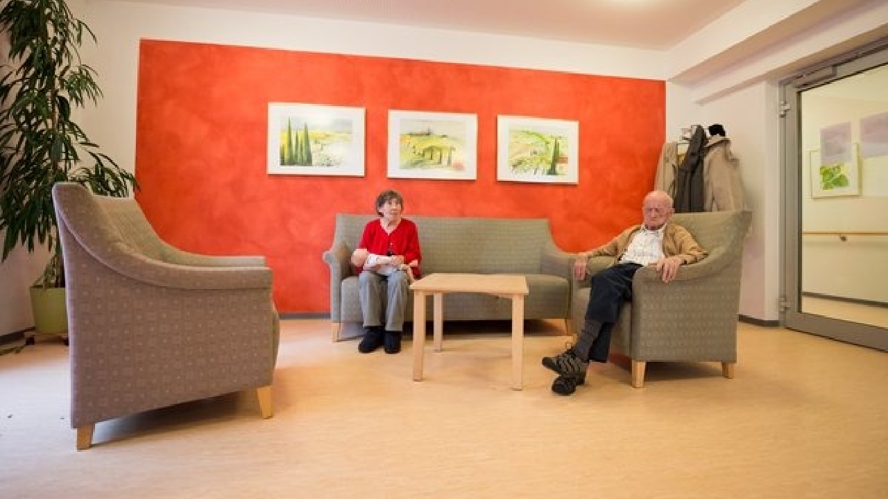 Evdiak Gemütliches Wohnzimmer mit kräftiger Wandfarbe